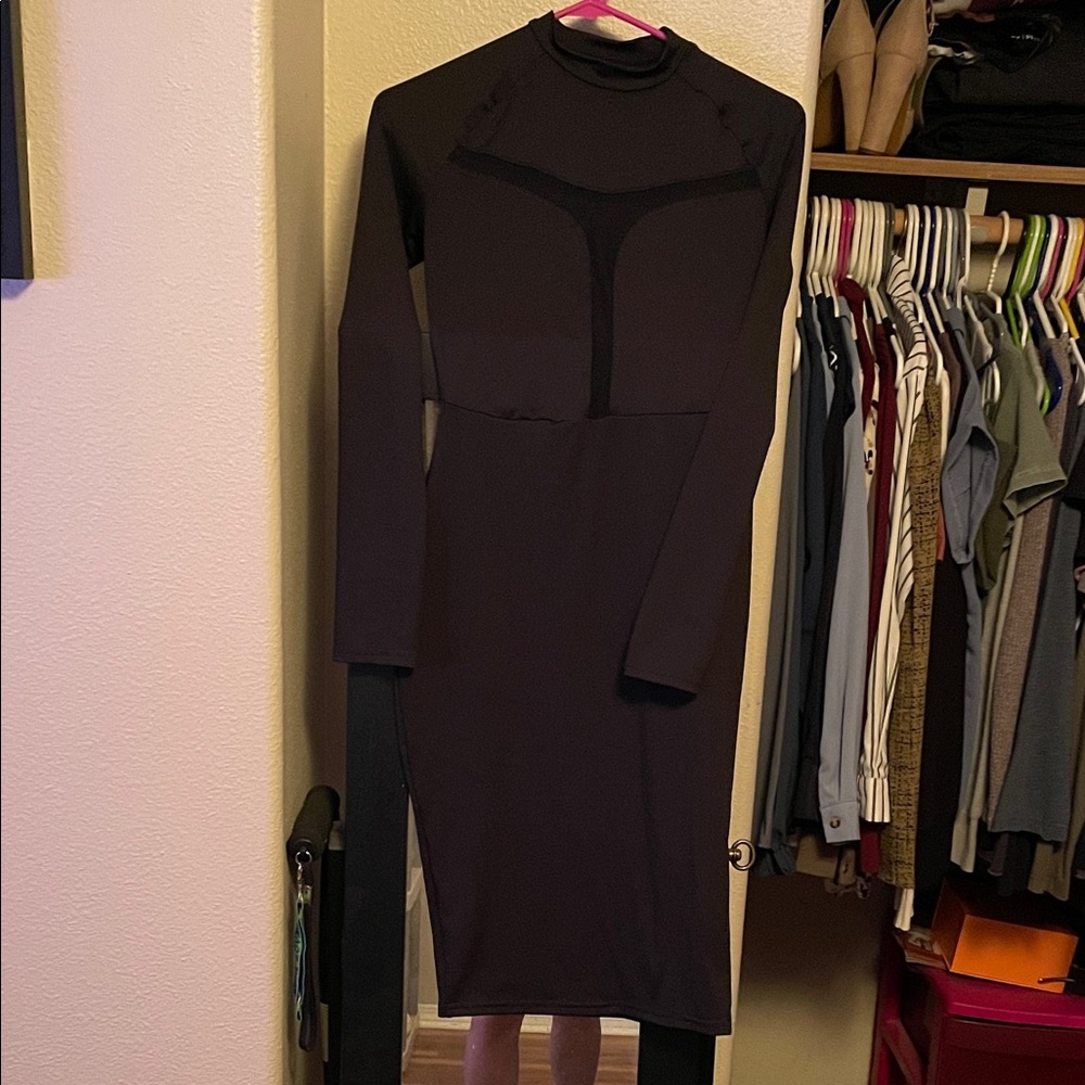 Elegant Black Long Sleeve Dress